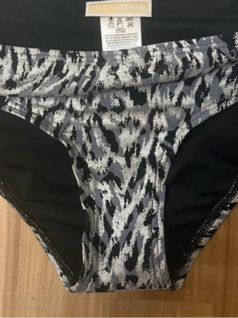 MICHAEL Michael Kors Black and Gray Animal Print Bikini Bottom - Picture 3 of 3